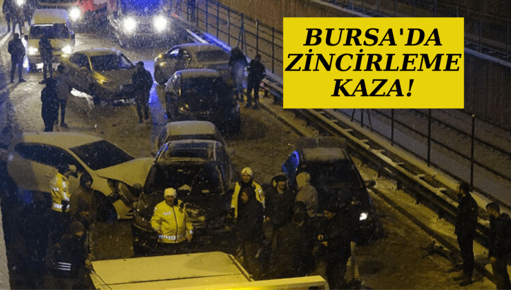 Bursa’da, buzlanan yolda 11 araç kazaya karıştı