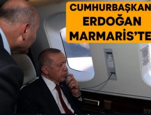 Cumhurbaşkanı Erdoğan, Marmaris’teki yangın bölgesini havadan inceledi
