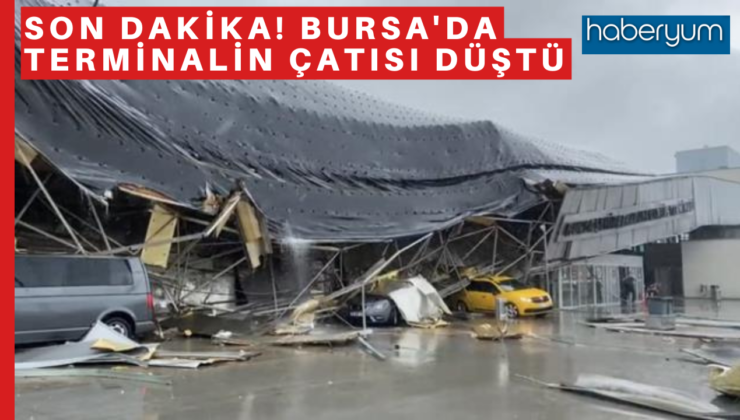 Bursa’da dolu yağışı nedeniyle trafik durma noktasına geldi, otobüs terminaline yıldırım düştü