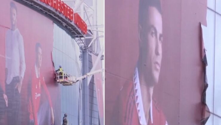 Cristiano Ronaldo’nun posteri, Manchester United stadından kaldırıldı