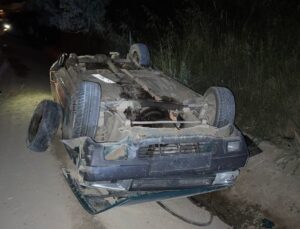 Duble yolda kaza: Takla atan otomobilin sürücüsü yaralandı