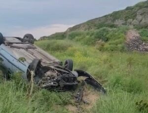 Erdek’te trafik kazasında araç takla attı, sürücü yaralandı