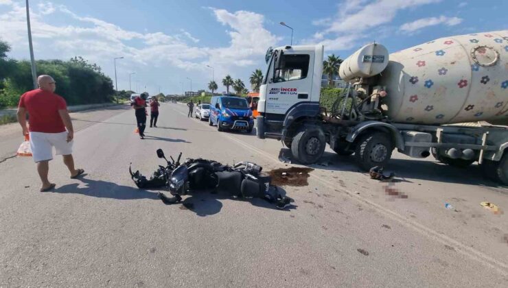 ’U’ dönüşü yapan beton mikseri motosikletle çarpıştı: 2 yaralı