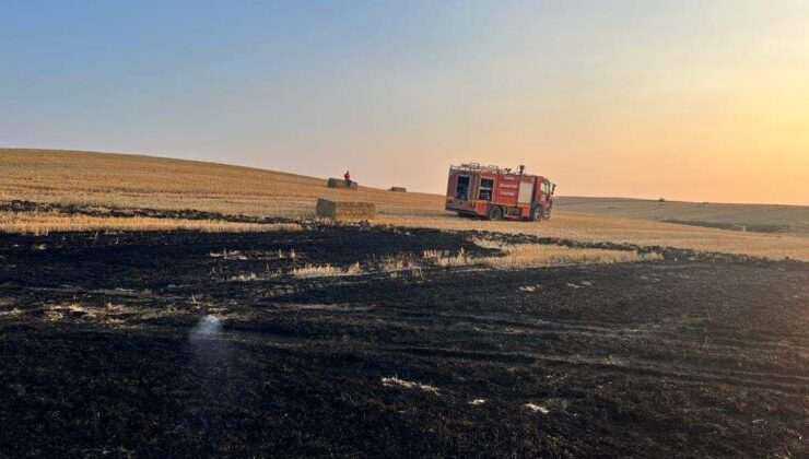 Edirne’de 40 dönüm buğday tarlası ve 500 saman balyası yandı