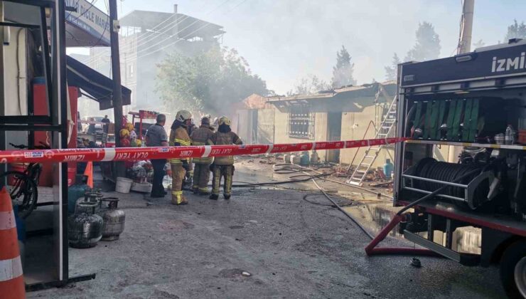 İzmir’de market deposu yandı, faciadan dönüldü