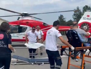 Bartın’da hasta helikopter hava ambulansıyla Ankara’ya taşındı