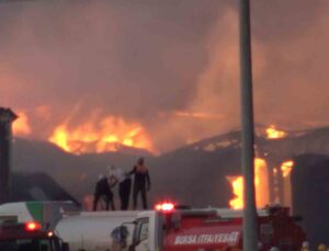 Bursa’da fabrika yangını 4,5 saattir devam ediyor, alevler 10 fabrikada etkili oldu