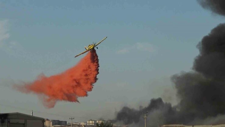 Bursa’da yanan fabrikalara 3 helikopter ve 2 uçak havadan müdahale ediyor