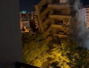 Malatya’da depremde yıkılan ağır hasarlı bina paniğe neden oldu