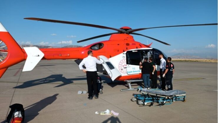 Durumu kötüye giden hastanın imdadına hava ambulansı yetişti