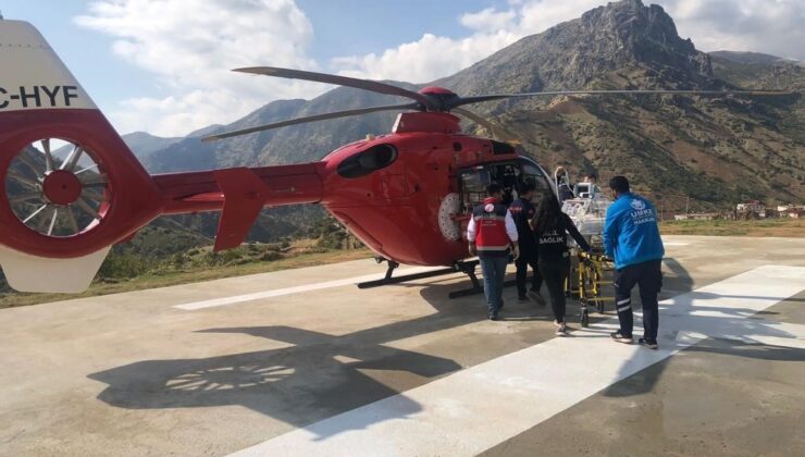 Hipotermi geçiren bebek için helikopter havalandı