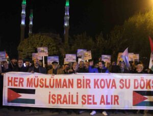 İsrail’in Gazze’deki hastane saldırısı Iğdır’da protesto edildi