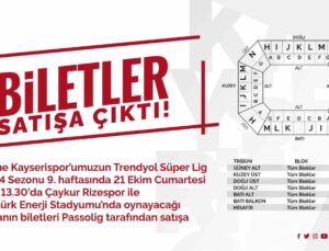 Kayserispor – Çaykur Rizespor maçı biletleri satışa çıkarıldı