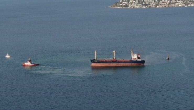 Maltepe açıklarında karaya oturan kuru yük gemisi kurtarıldı