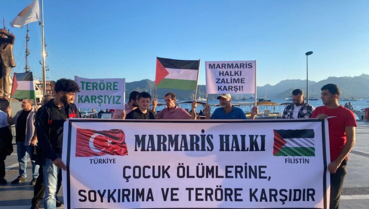 Marmaris’te İsrail protesto edildi