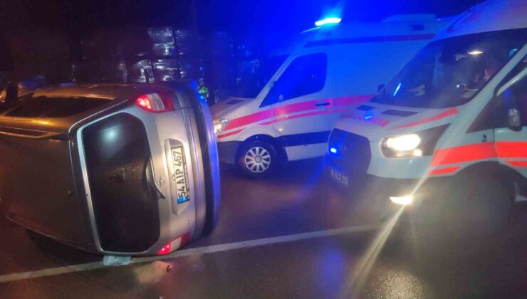Bursa’da virajı alamayan otomobil duvara çarparak takla attı: 2 yaralı