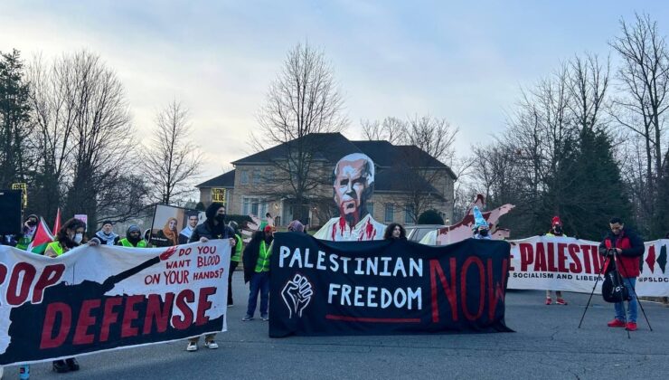 ABD’de Savunma Bakanı Austin ve Ulusal Güvenlik Danışmanı Sullivan’in evinin önünde İsrail karşıtı protesto