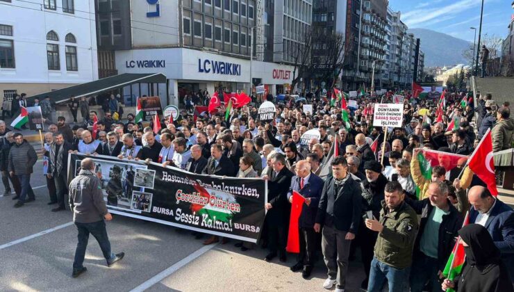 Bursa’da ‘Dünya İnsan Hakları Günü’ nedeniyle Filistin’e destek için binlerce kişi yürüdü