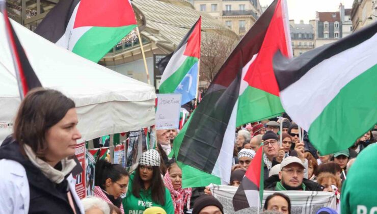 Fransa’da “Filistin’e destek, Gazze’de Ateşkes” mitingi