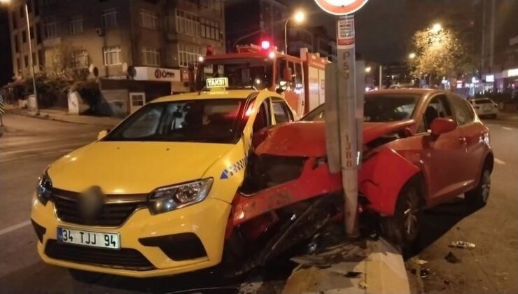 Maltepe’de alkollü sürücü ticari taksiye çarptı: 1 yaralı