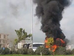 Metro Turizm yolcu otobüsü alev alev yandı