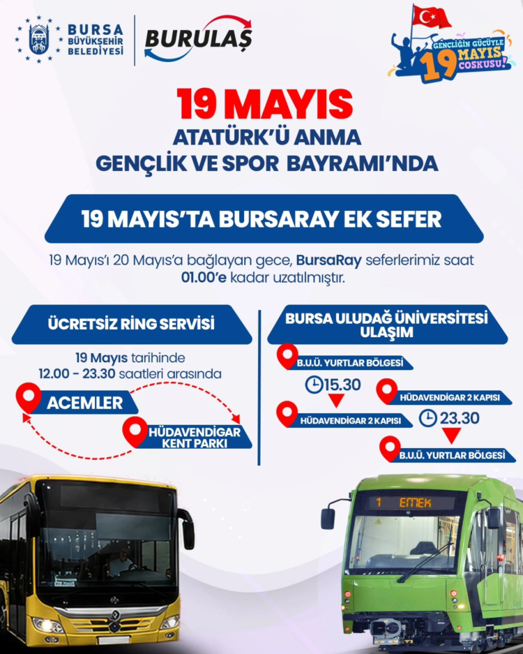 Bursa'da 19 Mayıs Ulaşım ve Etkinlikleri