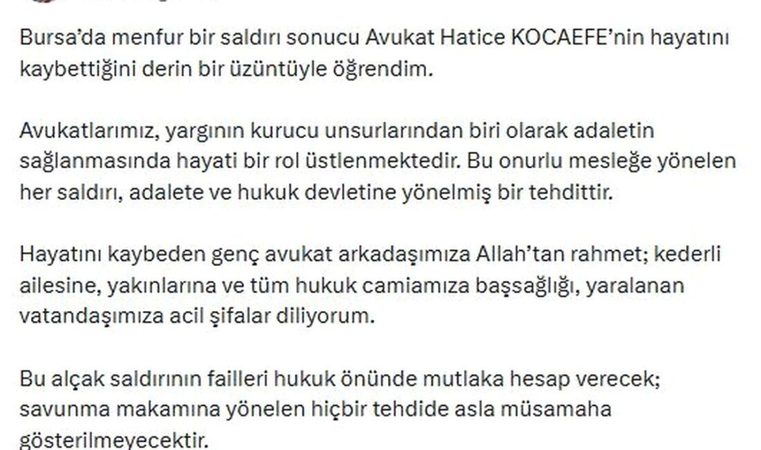 Bursa'da gerçekleşen avukatın silahlı saldırı olayıyla ilgili detaylar ve gelişmeler