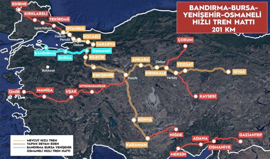 Bursa'da hızlı tren çalışmalarının son aşamada olduğu ve ulaşımda önemli