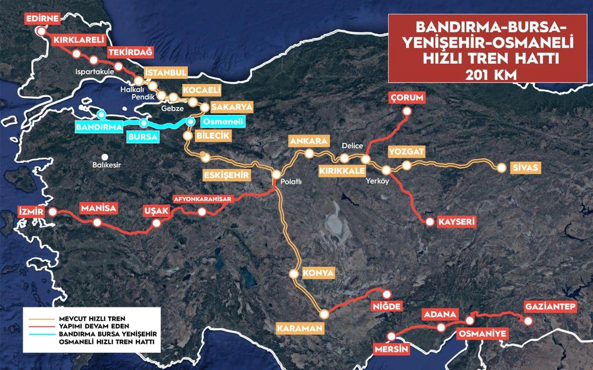Bursa'da hızlı tren çalışmalarının son aşamada olduğu ve ulaşımda önemli