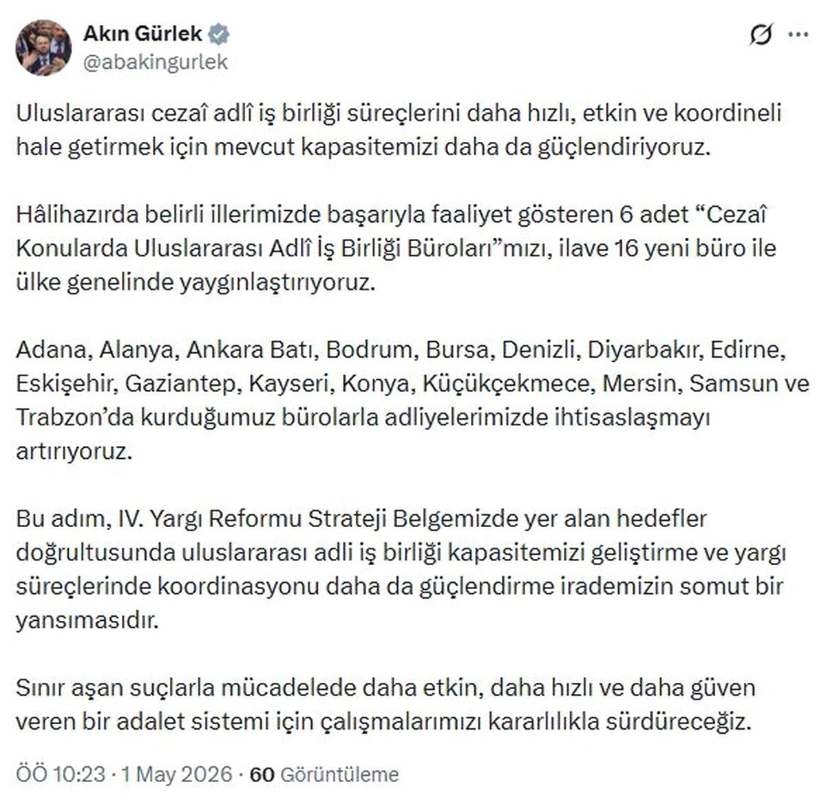 Bursa'da uluslararası adli iş birliği merkezinin açılışı ile adli süreçlerde