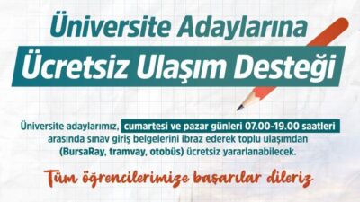 Bursa Büyükşehir Belediyesi, 20-21 Haziran Cumartesi ve Pazar günleri YKS’ye