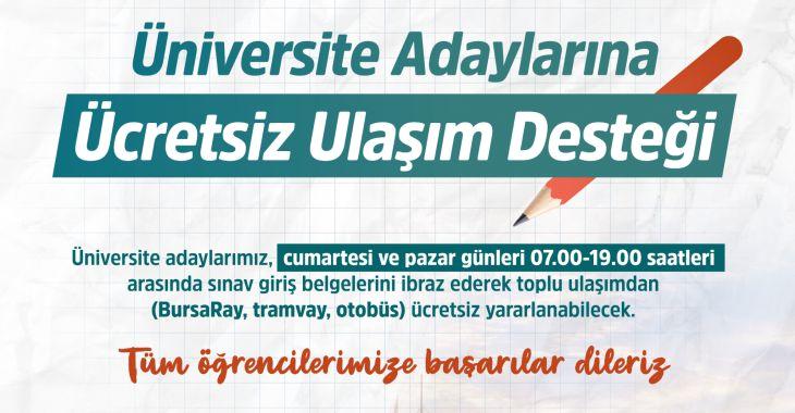Bursa Büyükşehir Belediyesi, 20-21 Haziran Cumartesi ve Pazar günleri YKS’ye