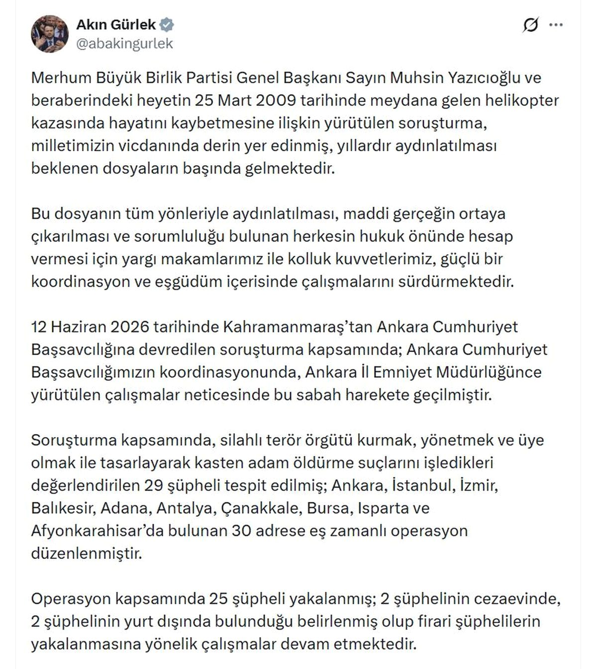 Bursa'da gerçekleşen helikopter kazasıyla ilgili soruşturma süreci ve gelişmeleri hakkında