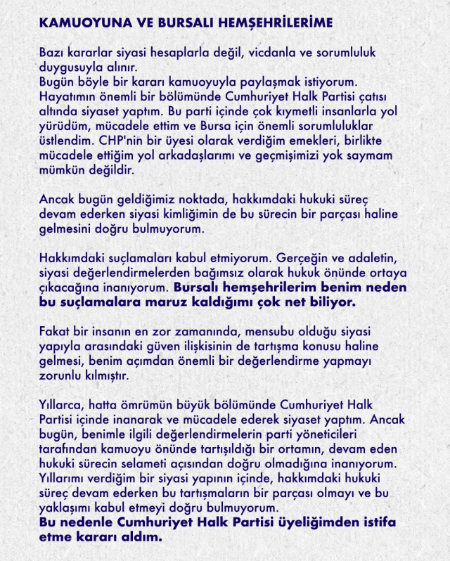 Mustafa Bozbey CHP'den istifa etti