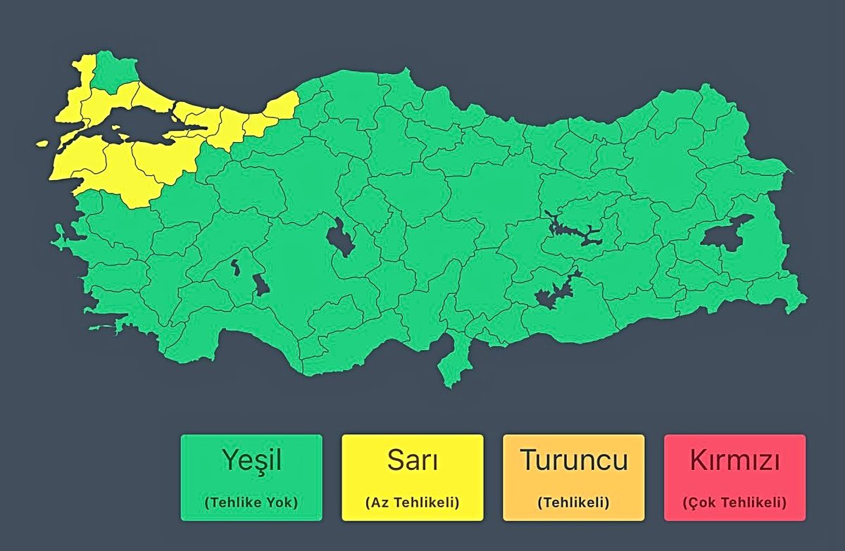 Bursa'da yağışlı hava uyarısı yapılmıştır. Güncel hava durumu ve yağış