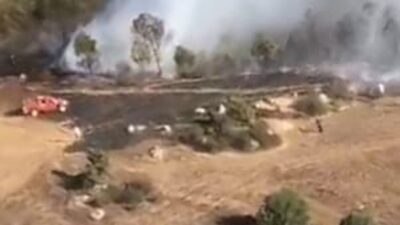 Orhaneli'nde anız yakma sonucu ormana sıçradı. Bölgedeki yangın riskine karşı