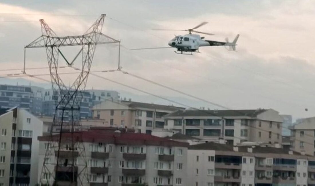 Bursa’da helikopterle gerçekleştirilen hat bakım çalışmaları ilgi gördü; yüksek gerilim