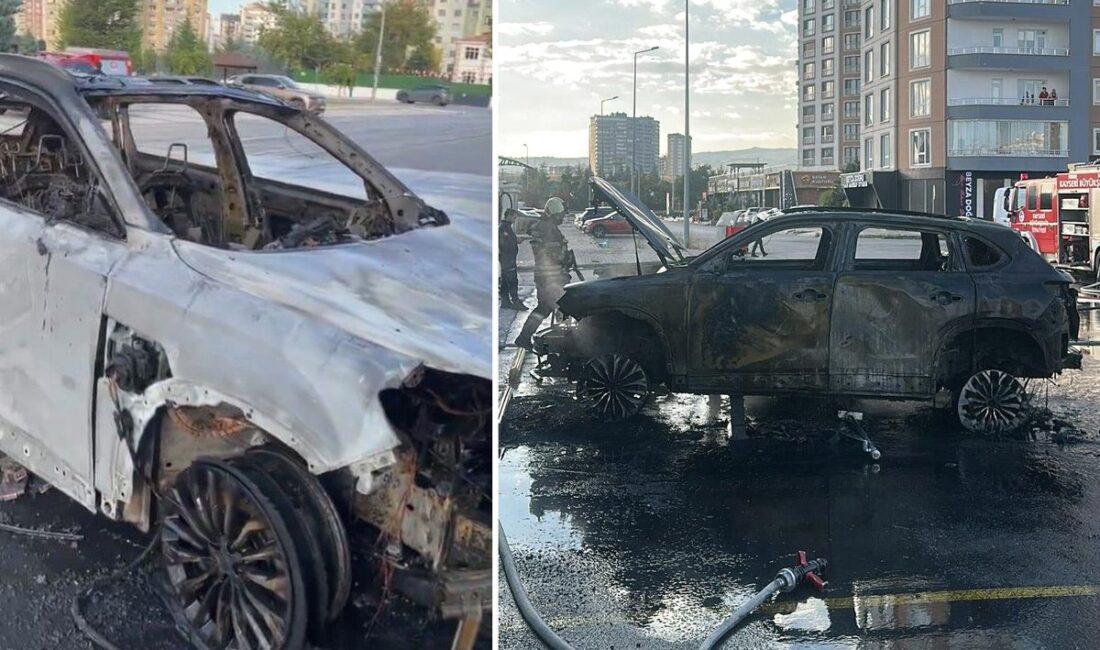Bursa'da meydana gelen yangında elektrikli otomobil kullanılamaz hale gelirken, olayla