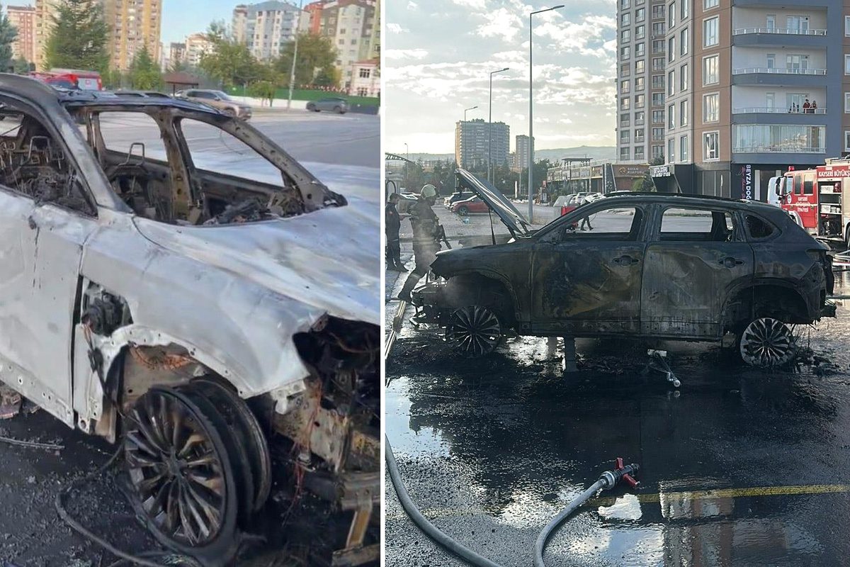 Bursa'da meydana gelen yangında elektrikli otomobil kullanılamaz hale gelirken, olayla
