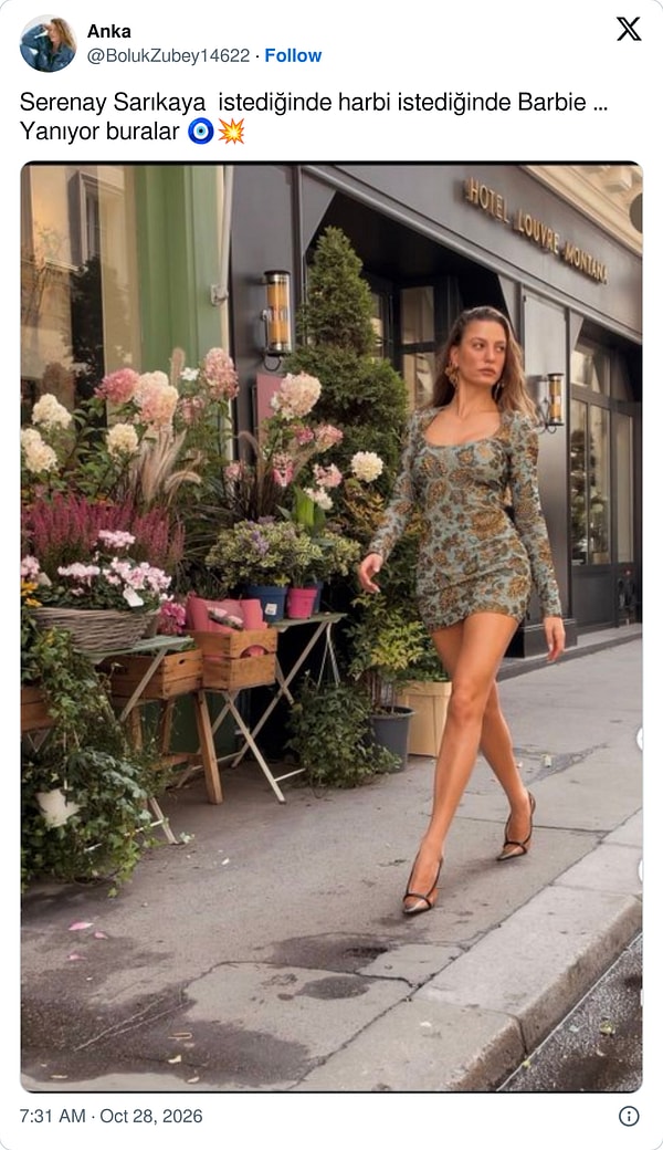 Serenay Sarıkaya’nın Mini Elbiseli Sokak Stili Sosyal Medyada Gündem Oldu